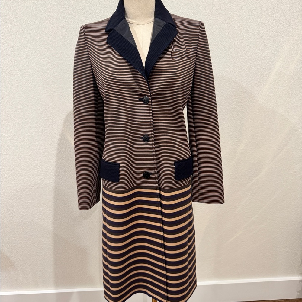 Miu Miu Striped Wool Blend Coat – Size 40 (IT) - Picture 1 of 8